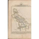 John Cary’s 1791 Antique Copper Engraved Map Cornwall & Cheshire.