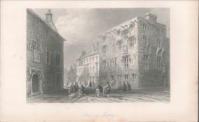 Antique Engraving 1850’s Street In Galway