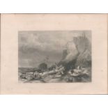Tynemouth Castle Antique 1842 Steel Engraving.