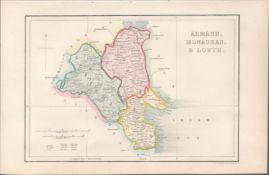 Antique Print 1850’s Map Armagh, Monaghan, Louth.