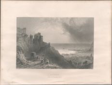 Dover Castle Antique 1842 Steel Engraving.