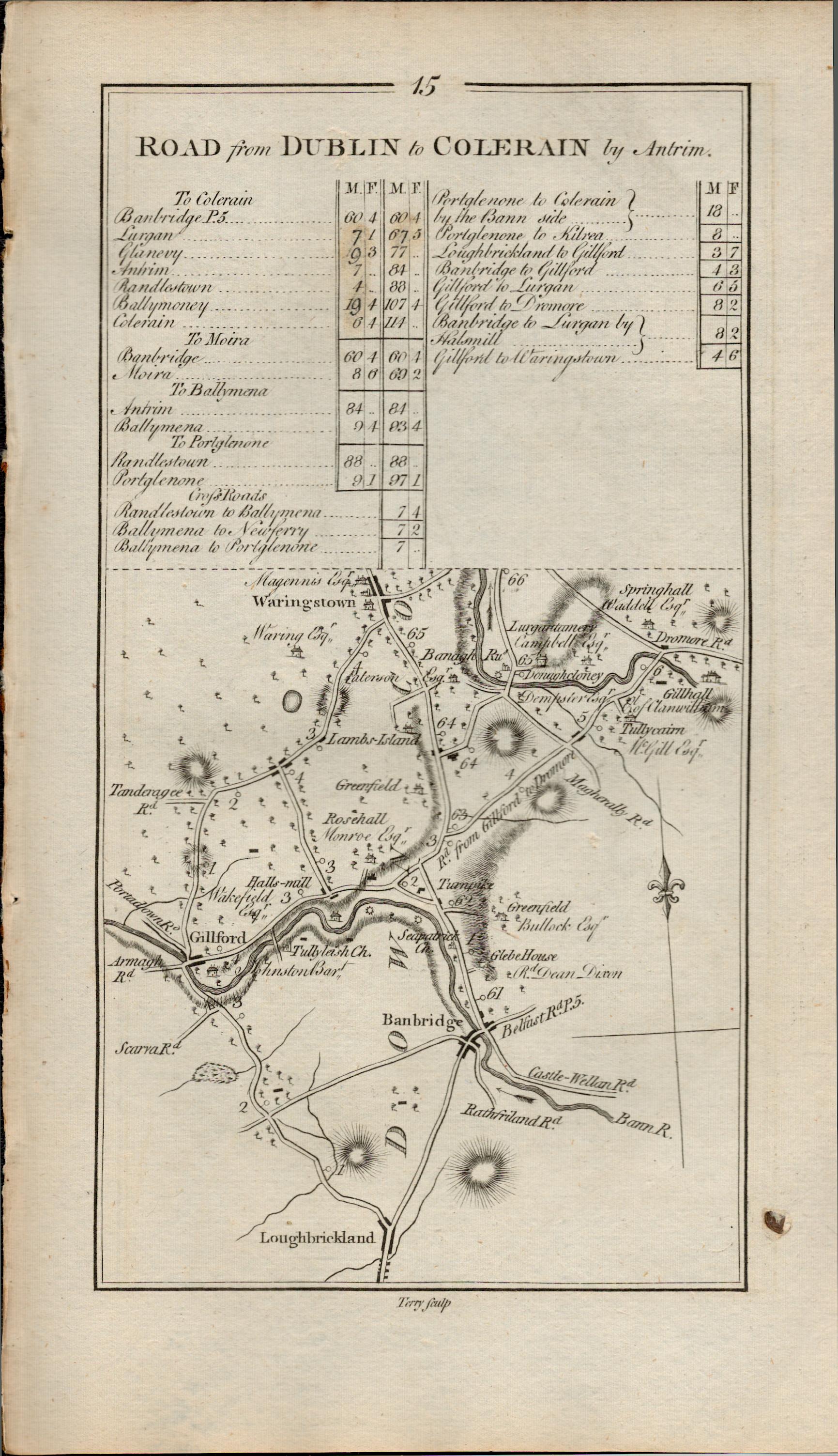 Taylor & Skinner 1777 Road Map Banbridge Lurgan Moira Crumlin Down Antrim. - Image 2 of 2