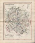 Herefordshire 1850 Antique Steel Engraved Map Thomas Dugdale.