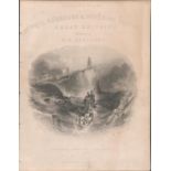 Tynemouth Light House Antique 1842 Steel Engraving.