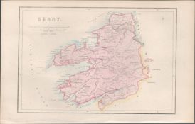 Antique Print 1850’s Map of County Kerry Mr & Mrs S.C. Hall Ireland Its Scenery,