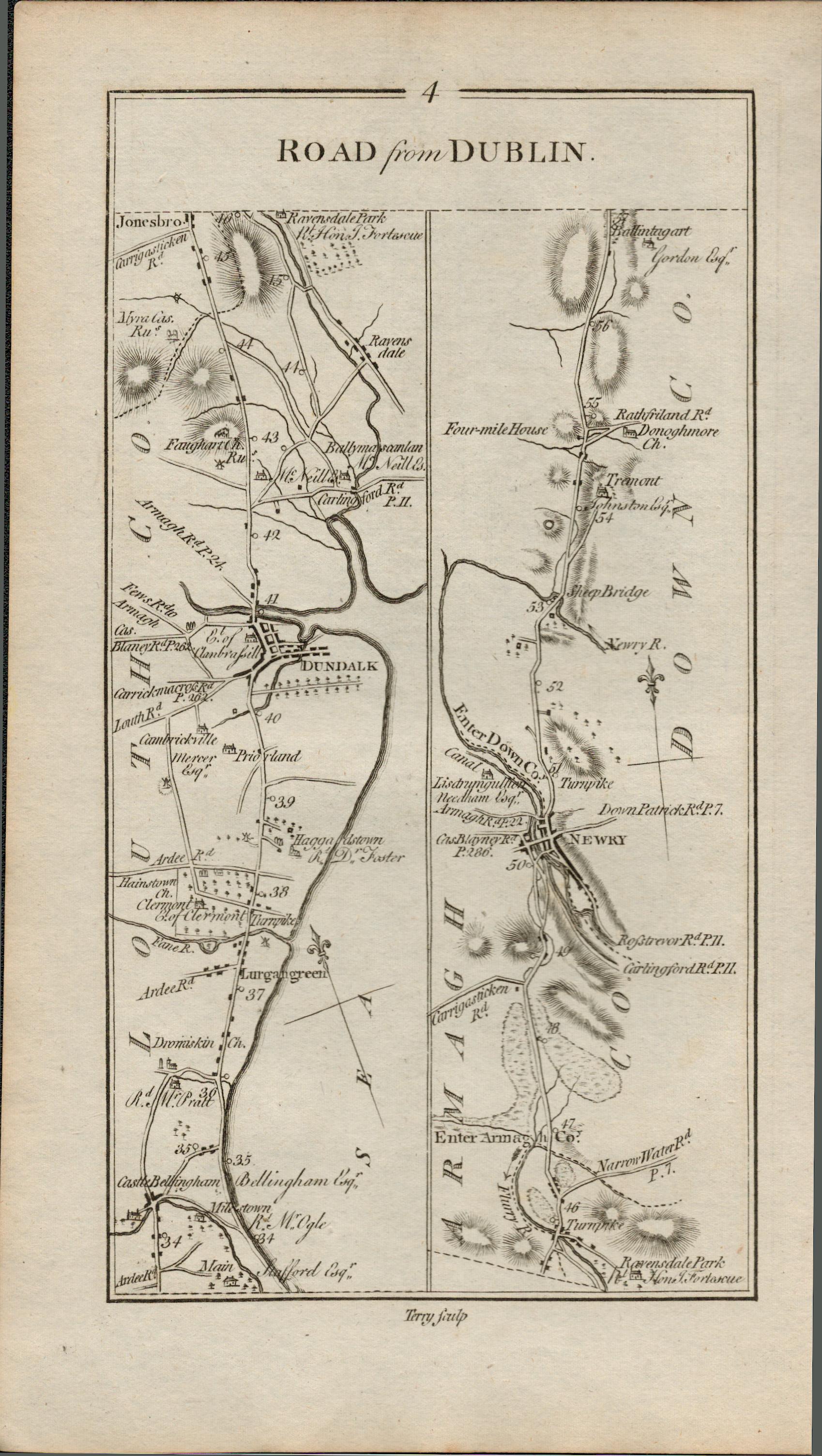 Taylor & Skinner 1777 Ireland Map Drogheda Dundalk Newry Co Louth Armagh Down. - Image 2 of 2