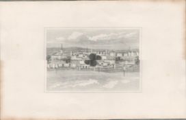 Leicester Town 1850 Antique Steel Engraved Illustration.