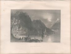 Barmouth Wales Antique 1842 Steel Engraving.
