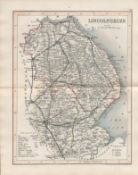 Lincolnshire 1850 Antique Steel Engraved Map Thomas Dugdale.