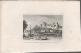 Royal Family Windsor Castle 1850 Antique Steel Engraved Illustration.