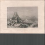 Holy Island Castle Antique 1842 Steel Engraving 2
