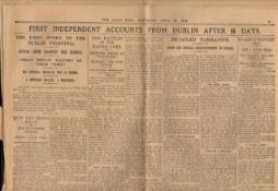 Easter Rising 1916 Newspaper First Account of the Rebel Insurrection in Dublin After 6 Days.