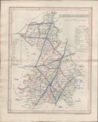 Cambridgeshire 1850 Antique Steel Engraved Map Thomas Dugdale.