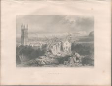 Cardiff Wales Antique 1842 Steel Engraving.