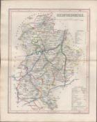 Bedfordshire 1850 Antique Steel Engraved Map Thomas Dugdale.