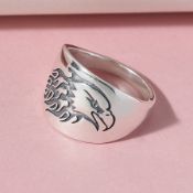 New! Platinum Overlay Sterling Silver Eagle Signet Ring