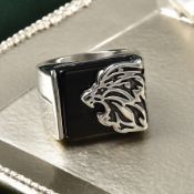 New! Black Agate Lion Ring & Black Agate Lion Pendant