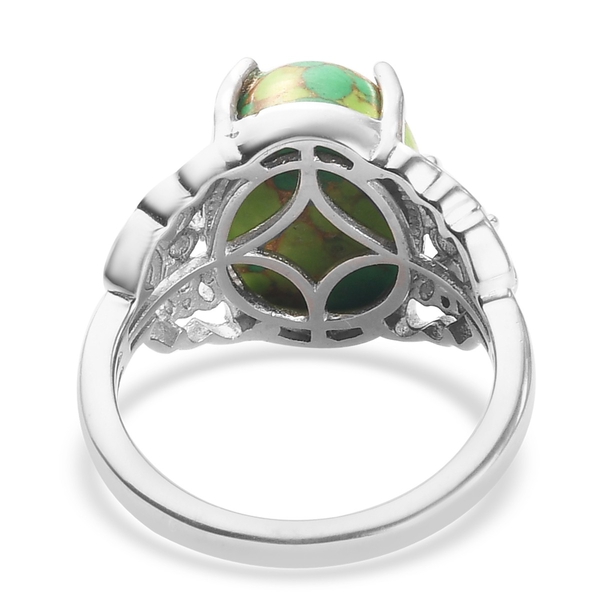 New! Green Mojave Turquoise and Natural Cambodian Zircon Ring - Image 3 of 3