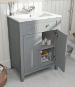 Camberley 600 Satin Grey Vanity Unit. MF6101GR3. 242085. Appears Unused. Unit Only