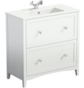 RRP £300. The Bath Co. Camberley white floor standing vanity unit. 800Mm x 390mm. Unit Only.