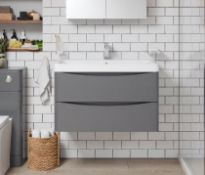 Adler Grey Wall hung Vanity Unit. 800mm. AWH80GREY. Unit Only