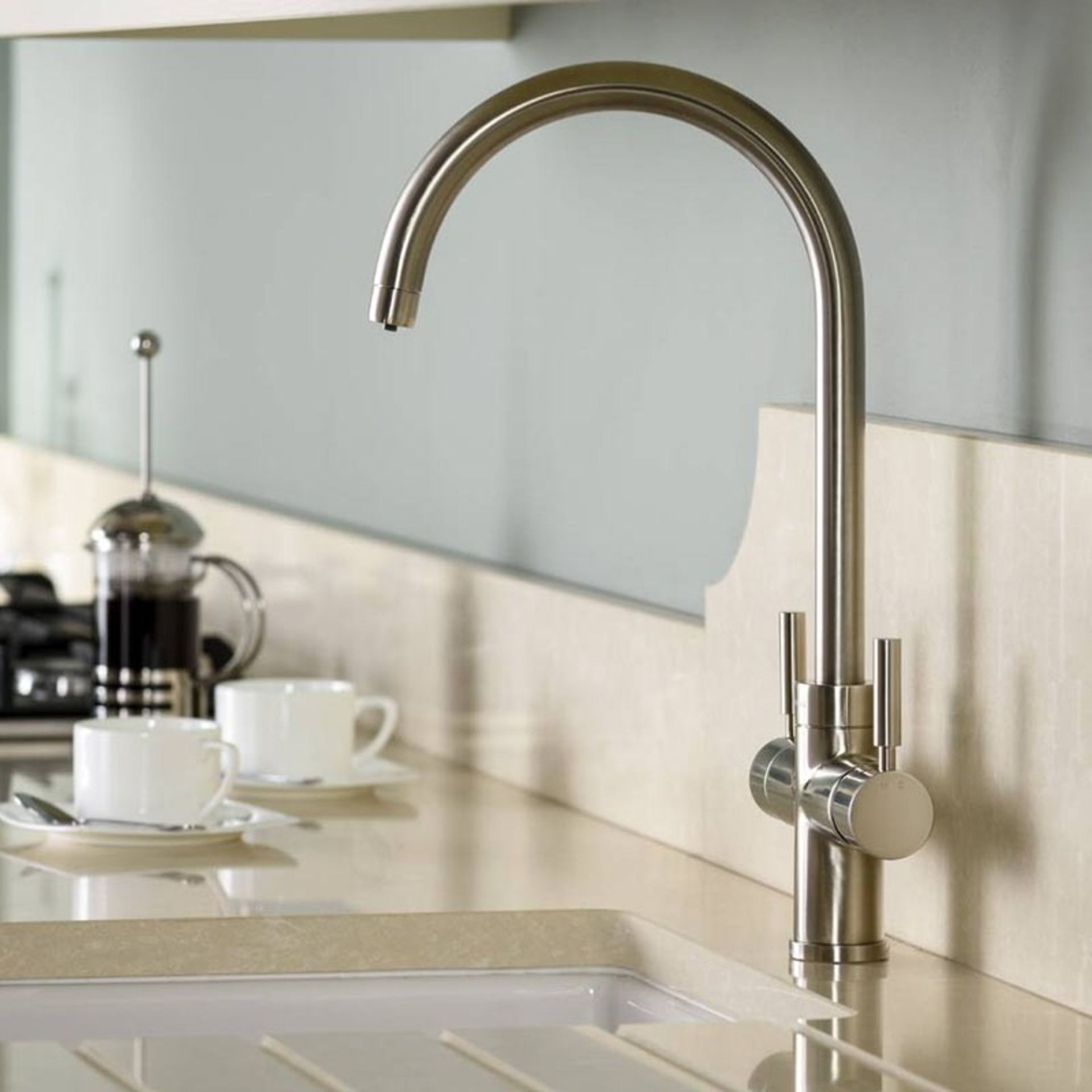 Proboil ‘3-In-1’ Swan Neck, Brushed Nickel Kitchen Tap. PCT3002RMC