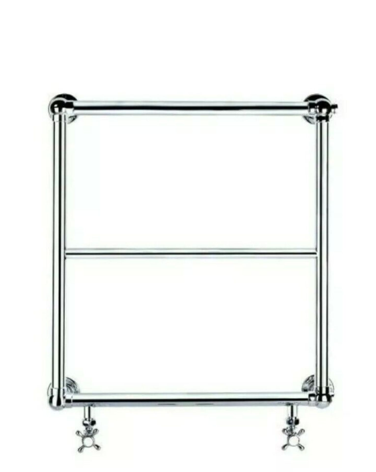 RRP £200. Traditional Ball Jointed Towel rail. Chrome. W600 x H686. NEW