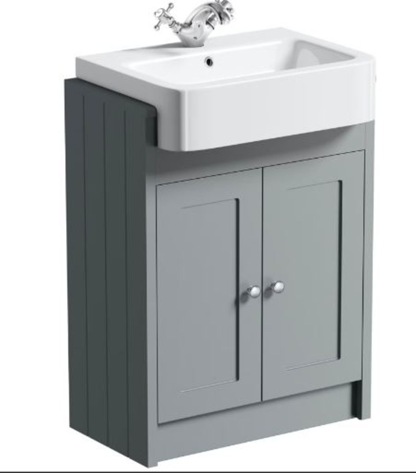Dulwich / Winchester Stone Grey Semi recessed Vanity Unit. DULVANGR01. Appears Unused. Unit Only