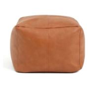 Faux Leather Bean Bag Square Filled Foot Rest Pouffe Brown Living Room Habitat