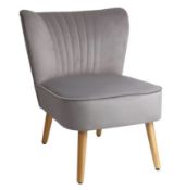 (168/Mez/P1) RRP £80. Occasional Chair Grey Velvet Fabric. Rubberwood Legs. Dimensions: (H72x W60...