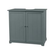 (178/Mez) RRP £70. Grey Classic Under Sink Double Unit. Paulownia Wood. Grey Painted Finish. 2 Do...