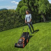 (45/Mez/P4) RRP £239. Worx 34cm Cordless Lawnmower WG779E.2. (Unit Appears Clean Unused & In Orig...