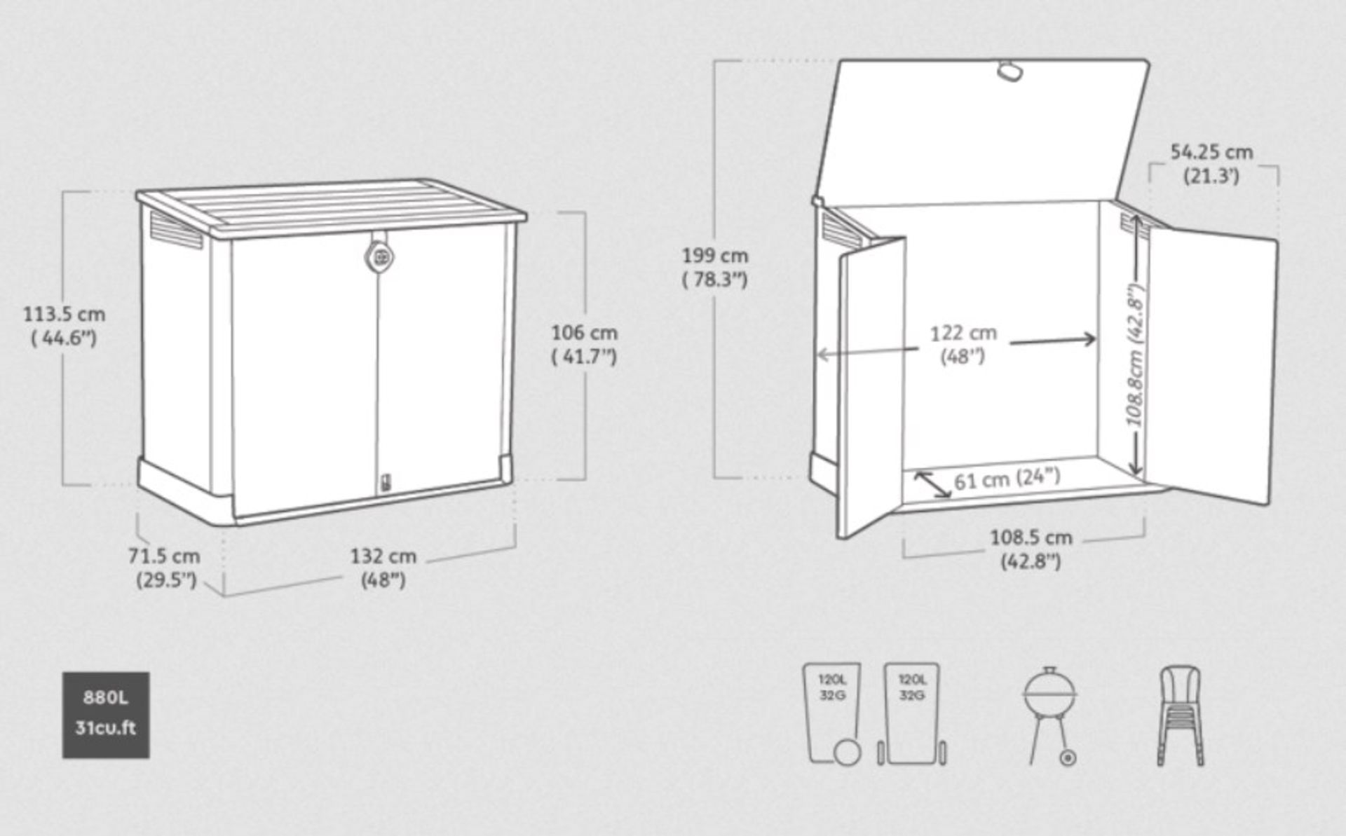 (31/Mez/P12) RRP £125. Keter Store It Out MIDI Beige/Brown. 880L Storage Capacity. Stylish Wood E... - Image 5 of 7