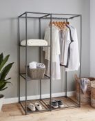 (118/Mez/P16) RRP £59. Metal Wardrobe with 3 Shelves Grey. Made From Powder Coated Steel Tubes. F...