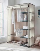 (119/Mez/P16) RRP £69. Covered Double Wardrobe with Storage Cream. Made From Powder Coated Steel...