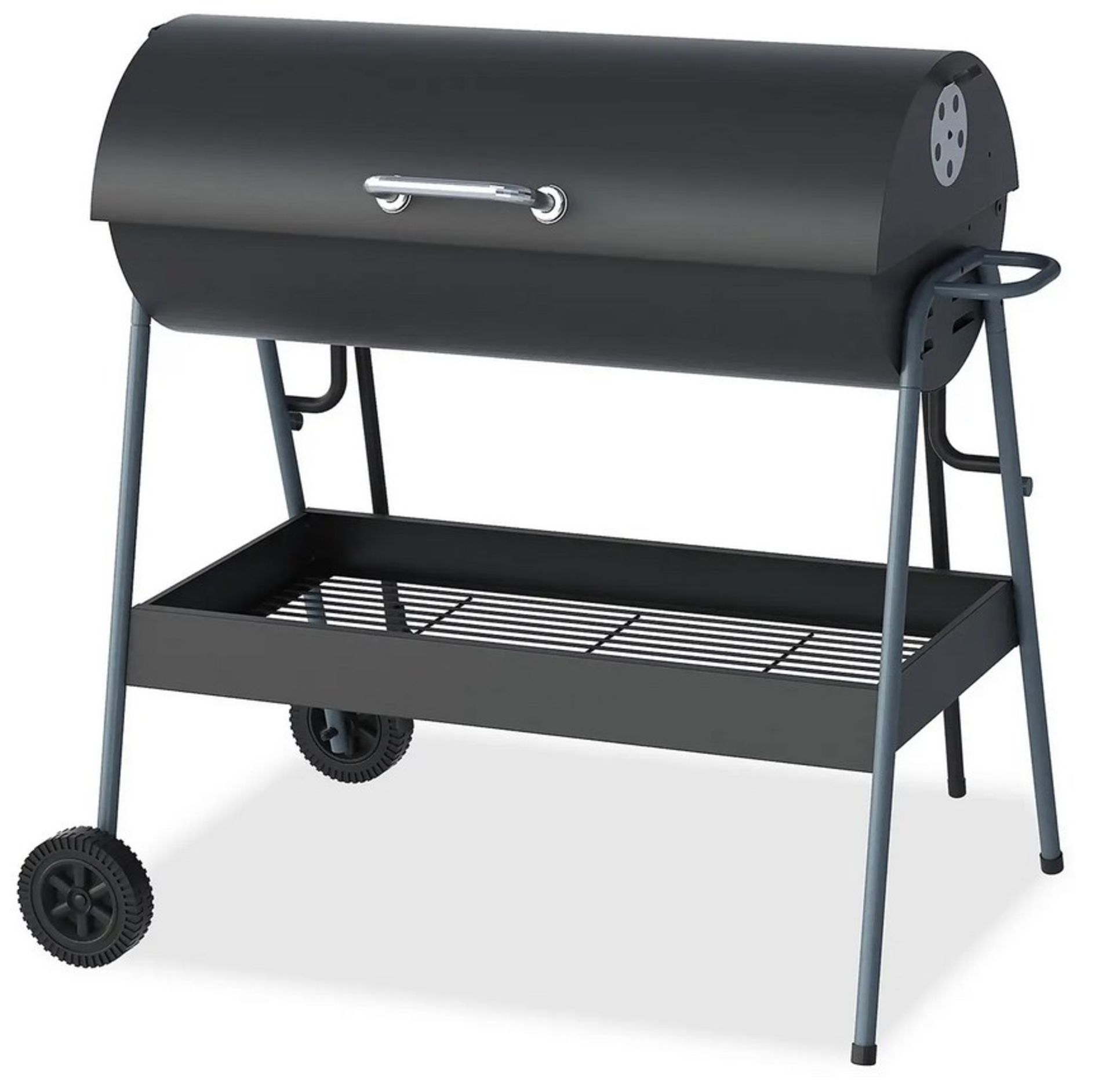 (55/Mez/P4) RRP £150. Texas Double Cooking Oil Drum Charcoal BBQ. Adjustable Charcoal Tray With A...