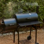 (52/Mez/P4) RRP £140. Texas Starter Smoker & BBQ. Offset Side Box BBQ Smoker. Built In Thermomete...