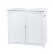 (176/Mez) RRP £70. White Classic Under Sink Double Unit. Paulownia Wood. White Painted Finish. 2...