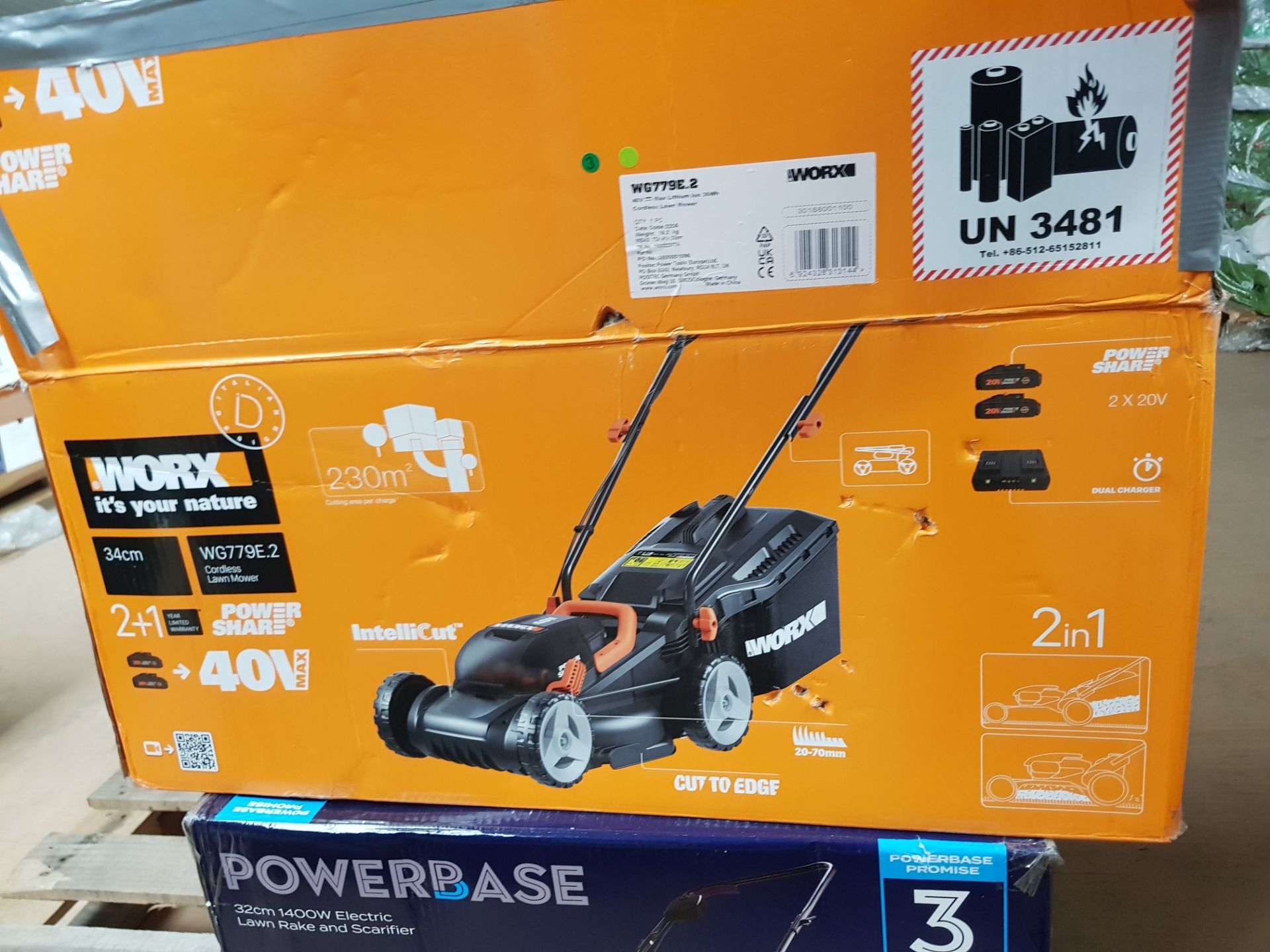 (45/Mez/P4) RRP £239. Worx 34cm Cordless Lawnmower WG779E.2. (Unit Appears Clean Unused & In Orig... - Image 5 of 14