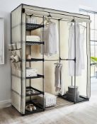 (120/Mez/P16) RRP £79. Covered Triple Wardrobe with Storage Cream. Made From Powder Coated Steel...
