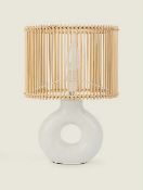 (130/6M) Lot RRP £86. 4x Lighting Items. 2x Ceramic Donut Table Light RRP £25 Each. 2x Natural W...