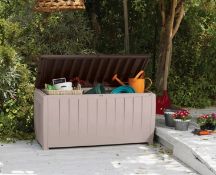 (106/Mez/1E) RRP £79. Keter Novel Plastic Outdoor Garden Storage Box 340L Beige/ Brown. Elegant &...