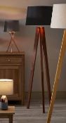 (205/MR1F) RRP £70. Verve Design Poppy Walnut Floor Lamp. (H150x W45cm).