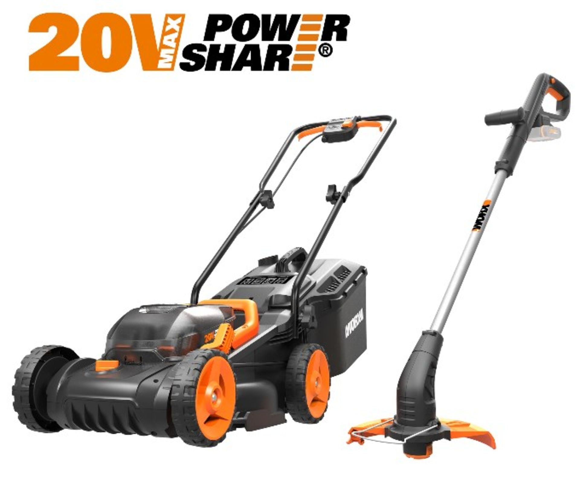 (50/Mez/P4) RRP £269. Worx WG927E 34cm Cordless Lawn Mower & 25cm 2 In 1 Grass Trimmer/Edger Kit....