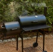 (53/Mez/1C) RRP £140. Texas Starter Smoker & BBQ. Offset Side Box BBQ Smoker. Built In Thermomete...