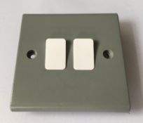 50 x Grey / White Double Light Switch Home 2 Gang 2 Way 10 Amp Deta (DL33)