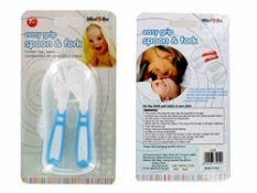 40 x Mini Be Blue Easy Grip Spoon and Fork Set Baby Toddler Non-Slippery 7+ Months