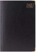 100 x Premium Quality A5 Week to View Black Diary 2022 Front Padded and Gilt Edge