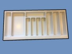 10 x Cream / White Cutlery Plastic Tray For Drawer 900mm x 425mm 10 Compartments