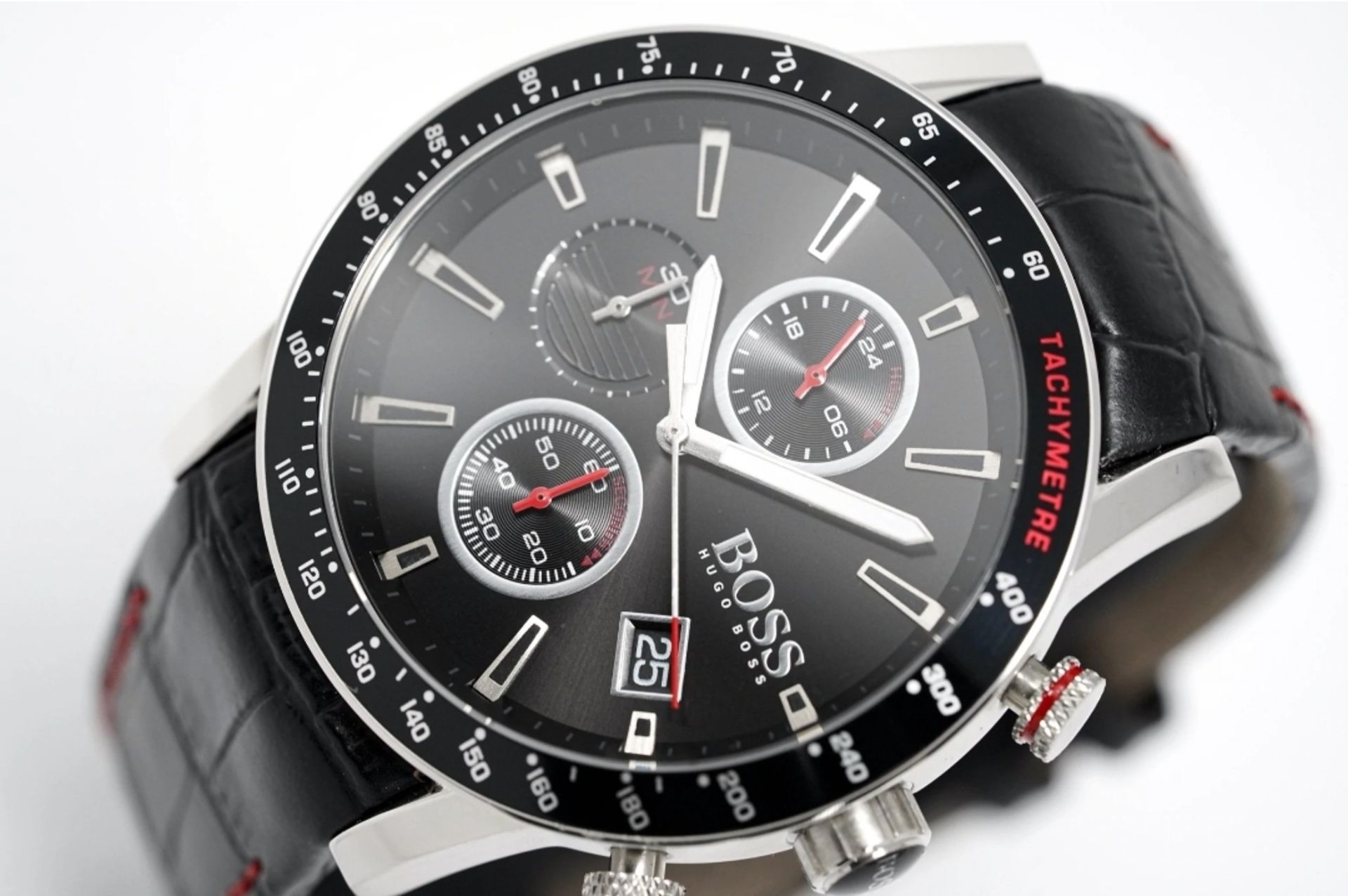 Hugo Boss 1513390 Men's Rafale Black Leather Strap Chronograph Watch - Image 2 of 11